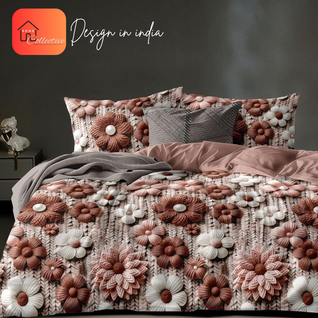 7D Digital Printed Double Bedsheets with Pillow covers |Home Collective India
