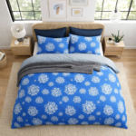 Blue Saffron Floral Printed 210 Tc Cotton Queen size Bedsheet with 2 Pillow covers |by Home Collective